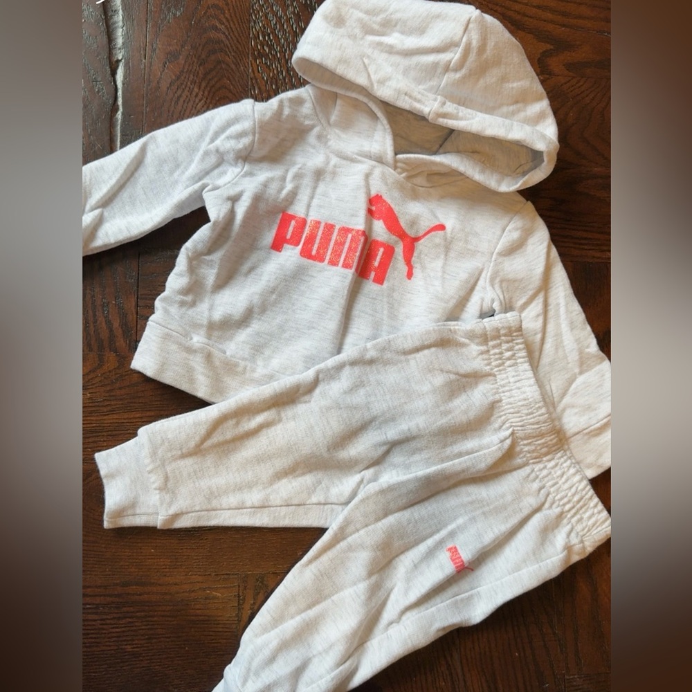 PUMA Kids Light Gray Sweatpants & Hoodie Set